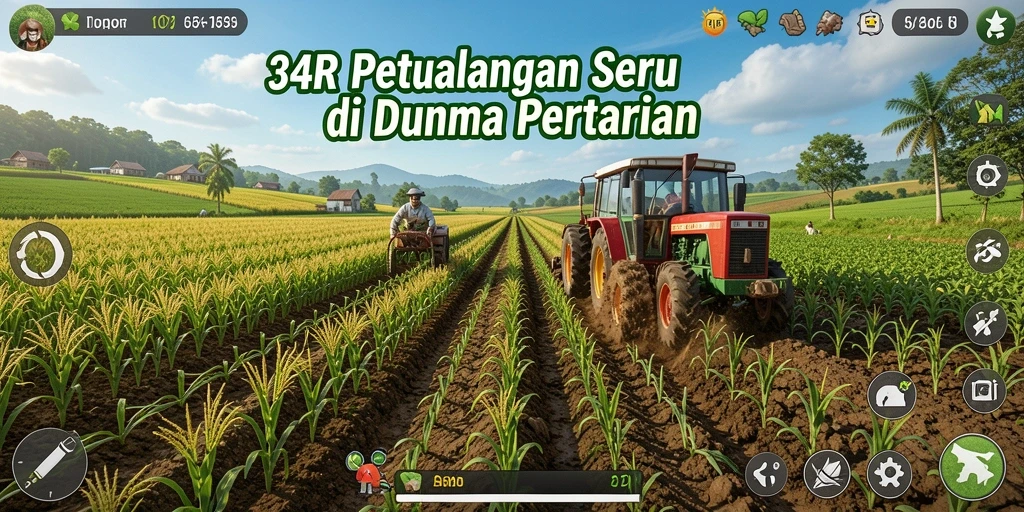 Gameplay seru 34R dengan lahan pertanian yang subur.