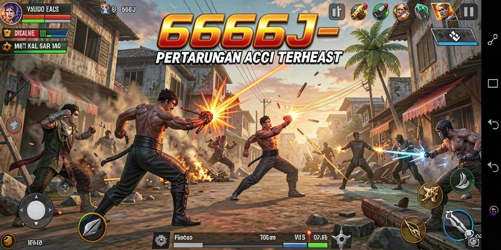 Tampilan aksi mendebarkan dalam game 666J.