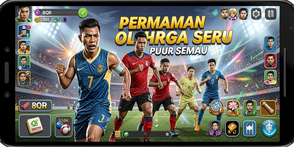 Tampilan gameplay menegangkan dari 8QR dengan aksi olahraga intens.