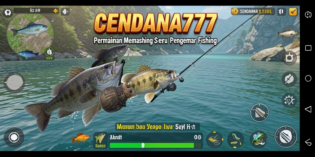 Tampilan gameplay CENDANA777 dengan keseruan memancing ikan besar.