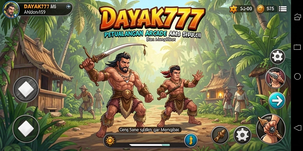 Tampilan gameplay seru DAYAK777 dalam aksi penuh warna.