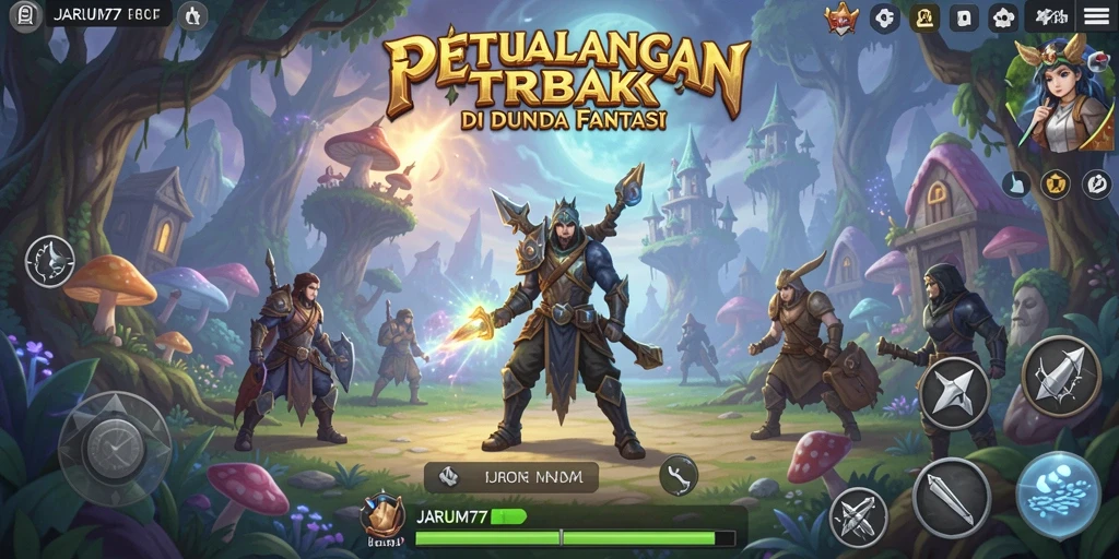Tampilan gameplay mendalam dari JARUM77 dengan eksplorasi luas.