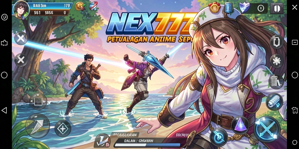Tampilan seru dari gameplay NEX777 yang menampilkan karakter anime favorit.