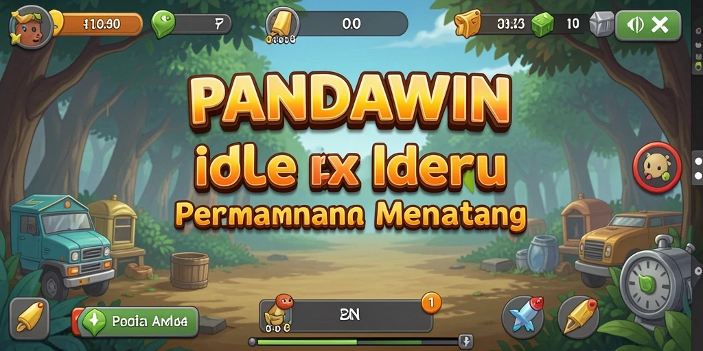 Tampilan gameplay PANDAWIN yang santai dengan karakter mengumpulkan sumber daya.