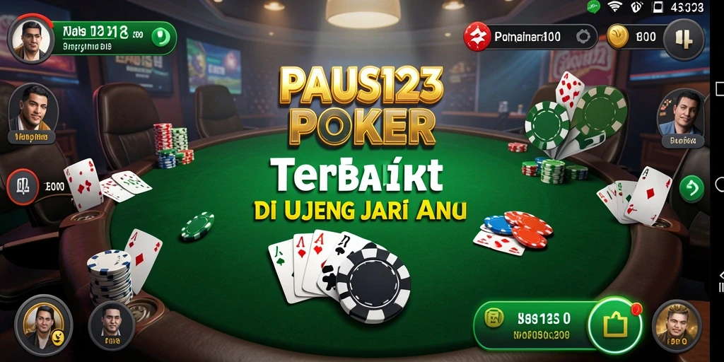 Screenshot PAUS123 menampilkan gameplay poker yang mendebarkan.
