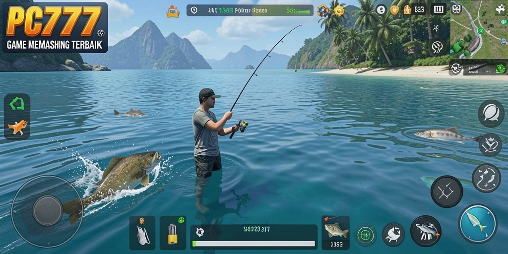 Tampilan gameplay menarik dalam PC777 dengan ikan beraneka ragam.