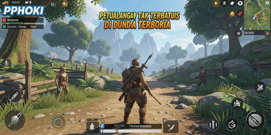Tampilan gameplay menakjubkan di PPHOKI dengan dunia terbuka yang luas.