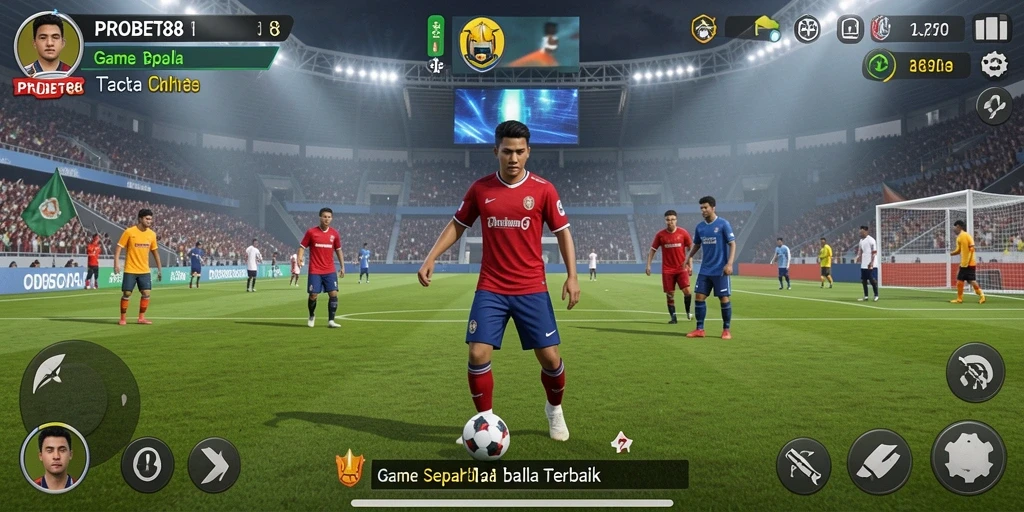 Tampilan gameplay PROBET88 yang menarik dan dinamis dalam pertandingan sepak bola.
