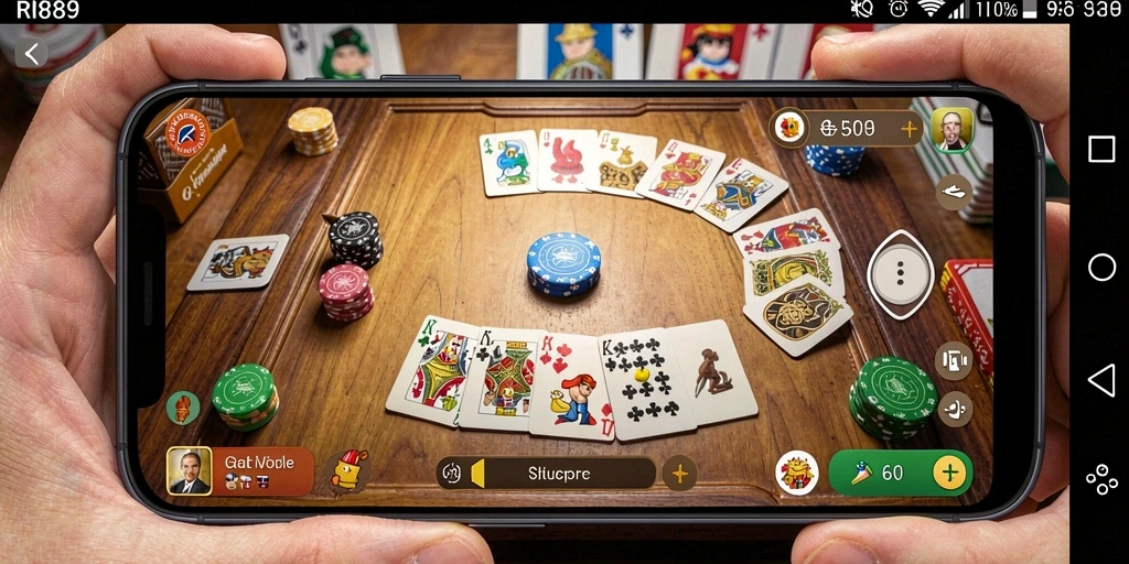 Screenshot utama RI889 menampilkan gameplay Gaple yang seru dan interaktif.