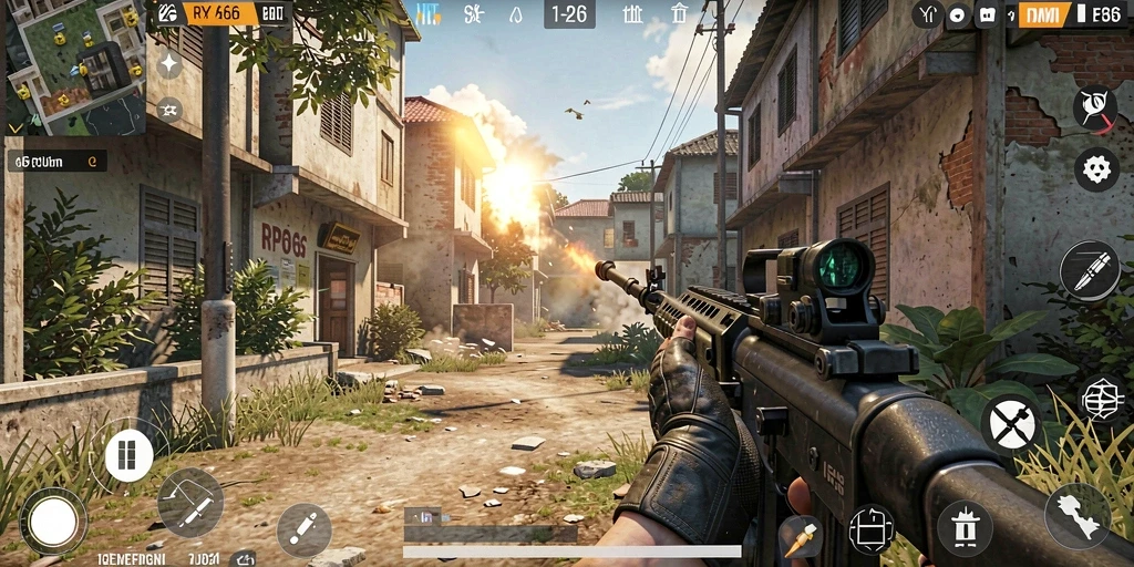 Tampilan gameplay seru dalam dunia FPS RP66.