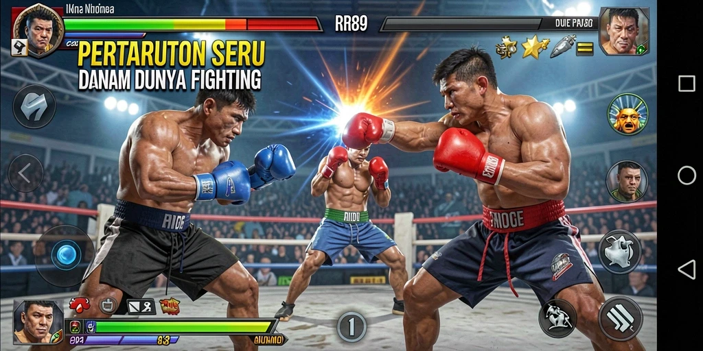 Screenshot gameplay RR89 menampilkan aksi pertarungan yang menegangkan.