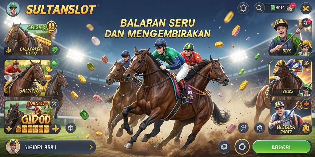 Screenshot SULTANSLOT menunjukkan balapan mendebarkan dengan grafis luar biasa.