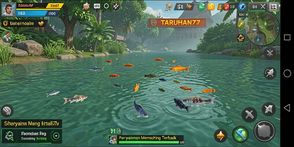Tampilan gameplay TARUHAN77 yang menampilkan pengalaman memancing yang seru.